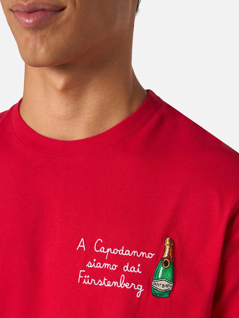 T-shirt da uomo in cotone pesante Arnott con ricamo A Capodanno siamo dai Furstenberg | VACANZE DI NATALE EDIZIONE SPECIALE