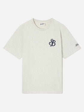 T-shirt en coton biologique Arnott gris avec broderie monogramme SB Legacy 