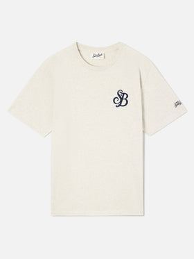 Camiseta gris de algodón orgánico Arnott con bordado del monograma SB Legacy 