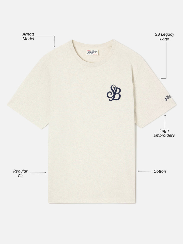 T-shirt en coton biologique Arnott gris avec broderie monogramme SB Legacy 