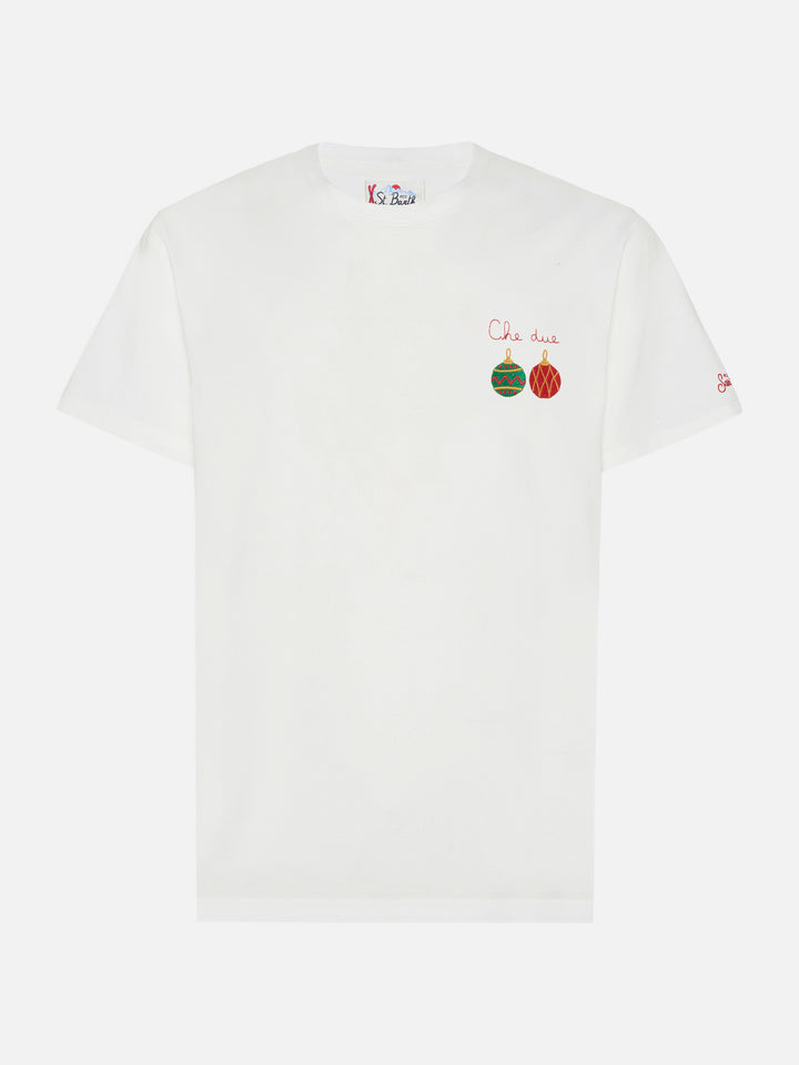 Arnott cotton T-shirt in white with Che Due… embroidery