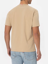 T-shirt da uomo beige in cotone pesante Arnott con ricamo St. Barth