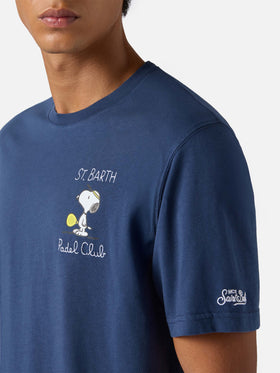Arnott cotton T-shirt in blue with Snoopy Padel Club embroidery | PEANUTS SPECIAL EDITION