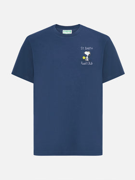 Arnott cotton T-shirt in blue with Snoopy Padel Club embroidery | PEANUTS SPECIAL EDITION