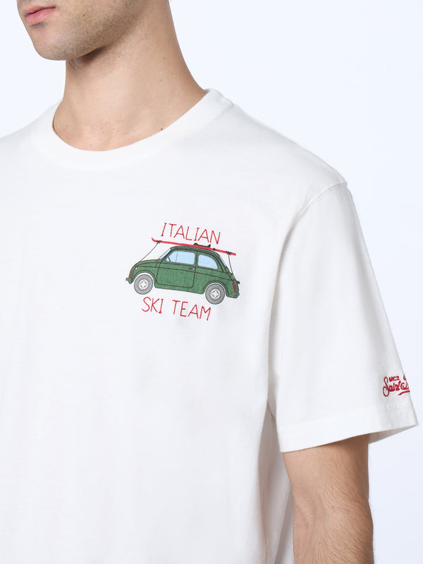 Schweres Baumwoll-T-Shirt Arnott für Herren mit Stickerei des italienischen Skiteams | FIAT 500 SONDEREDITION