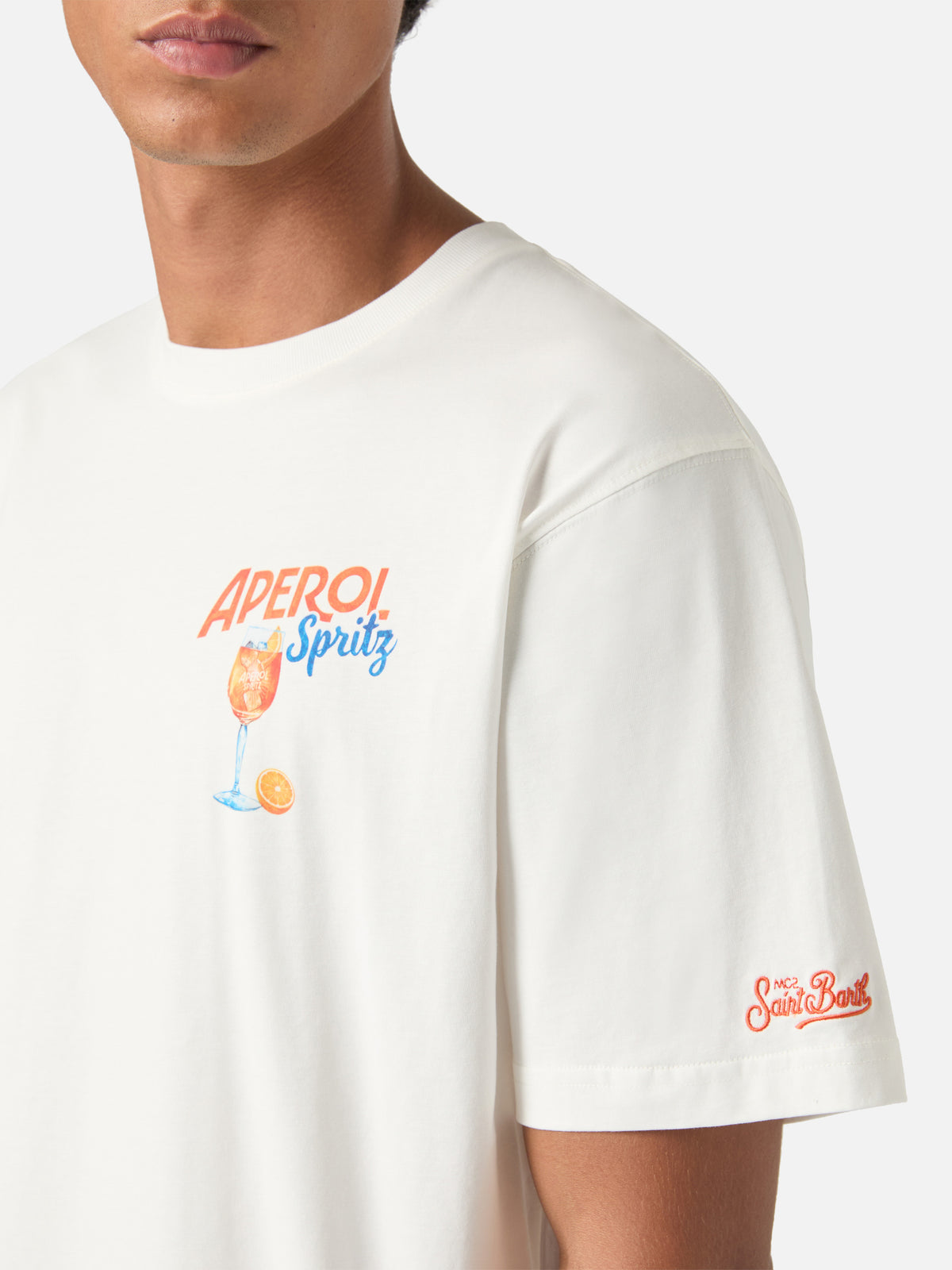 T-shirt off white in cotone Arnott con stampa Aperol Spritz | Special edition
