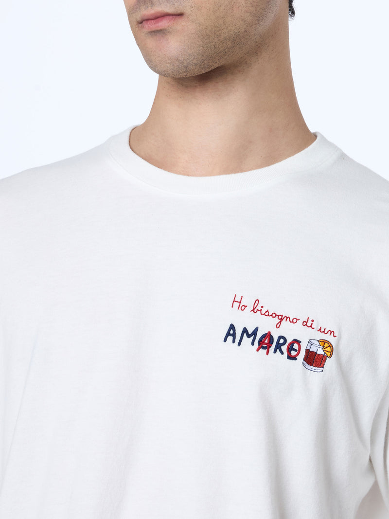 Man heavy cotton t-shirt Arnott with Amore amaro embroidery