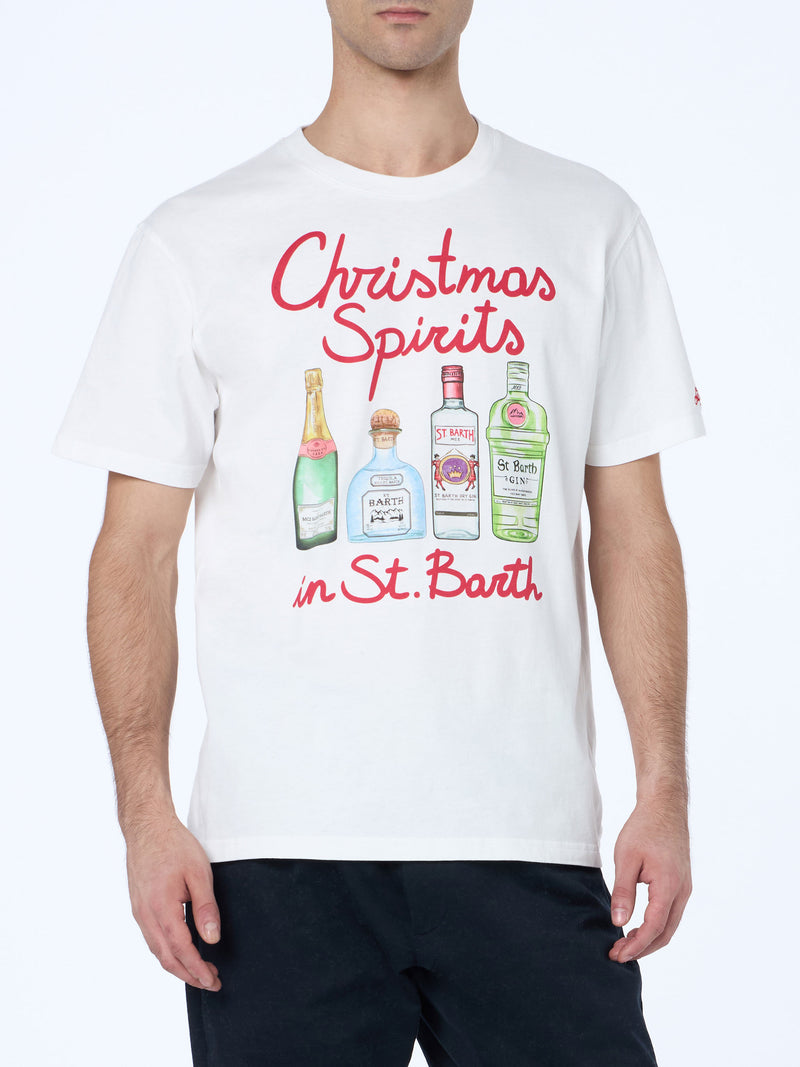 Schweres Baumwoll-T-Shirt Arnott für Herren mit Weihnachtsgeistern in St.Barth-Stickerei