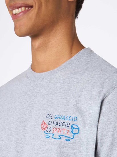 Man heavy cotton t-shirt Arnott with Col ghiaccio ci faccio lo Spritz embroidery | INSULTI LUMINOSI SPECIAL EDITION - MC2 Saint Barth