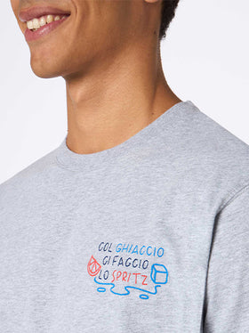 Man heavy cotton t-shirt Arnott with Col ghiaccio ci faccio lo Spritz embroidery | INSULTI LUMINOSI SPECIAL EDITION - MC2 Saint Barth
