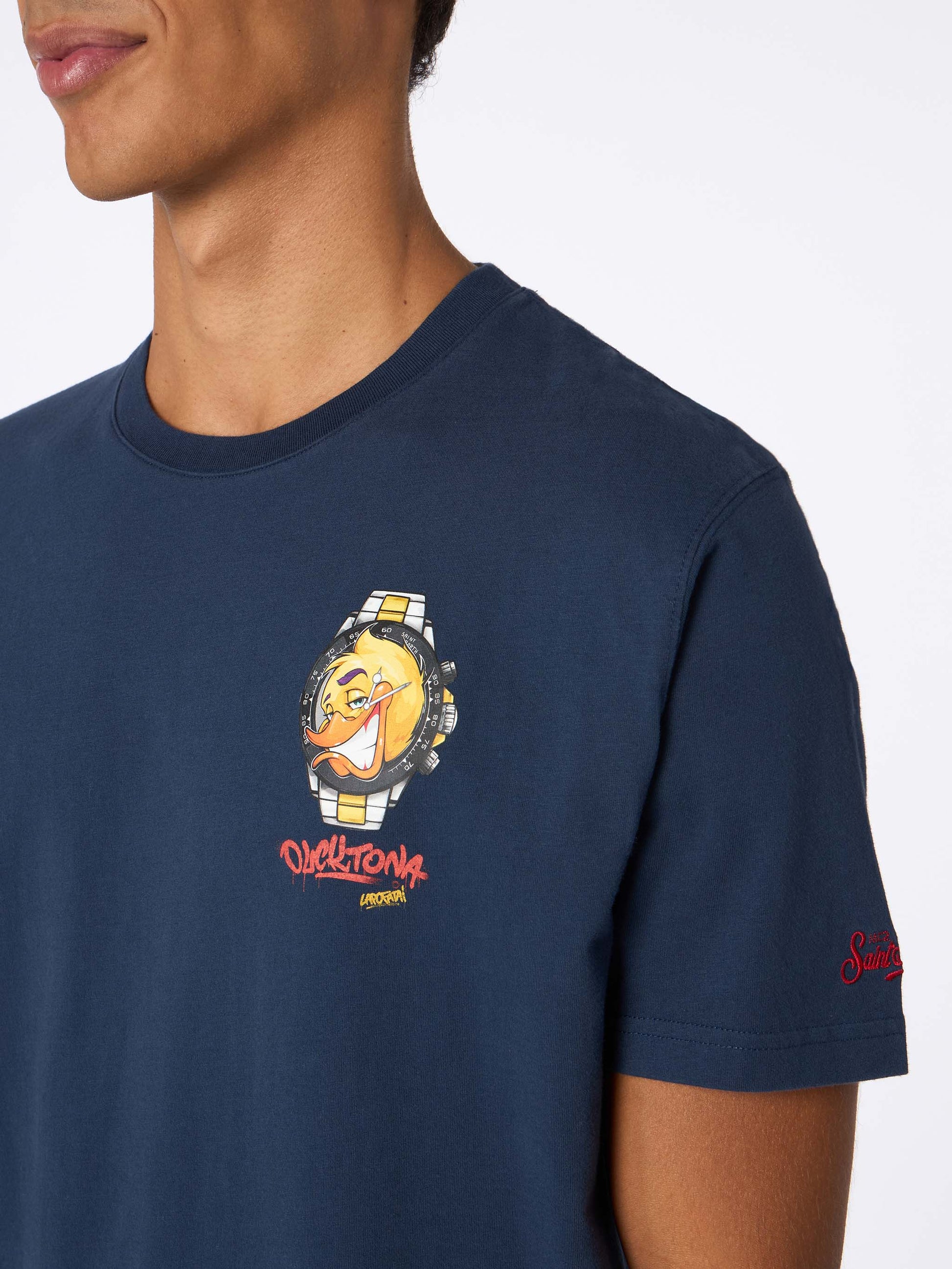 Man heavy cotton t-shirt Arnott with Crypto Ducktona watch print | CRYPTO PUPPETS SPECIAL EDITION - MC2 Saint Barth
