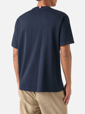 T-shirt Arnott blu navy in cotone con ricamo cane da caccia