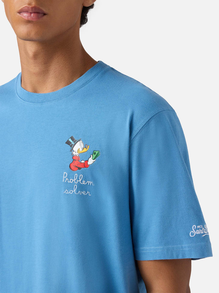 T-shirt Arnott in cotone blu avio con ricamo zio Paperone Problem Solver | DISNEY SPECIAL EDITION