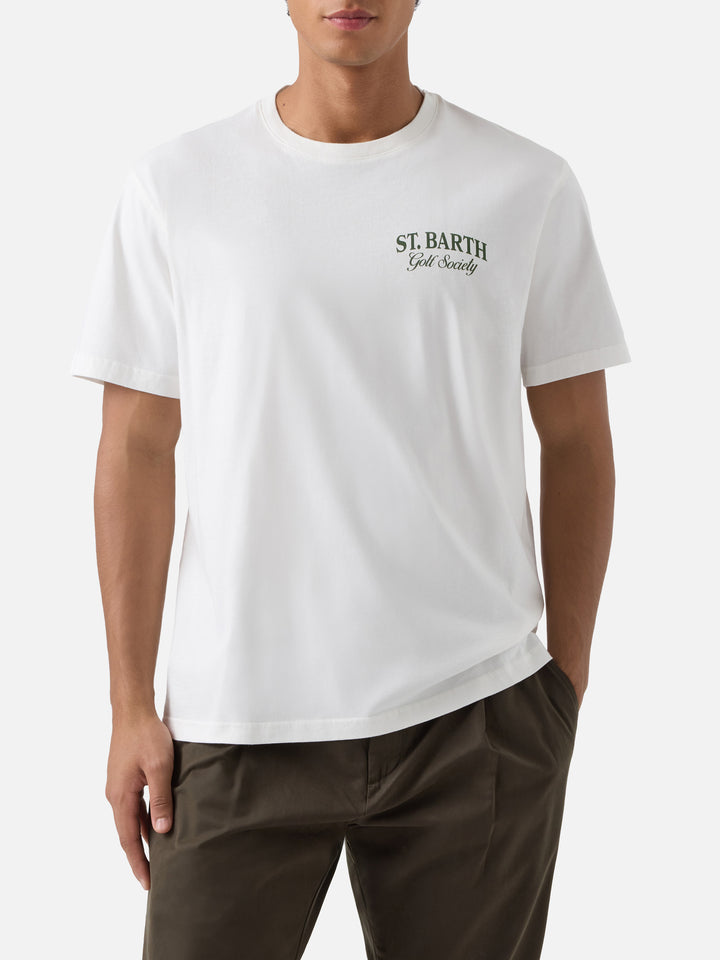 Off white Arnott organic cotton t-shirt with Golf Society print