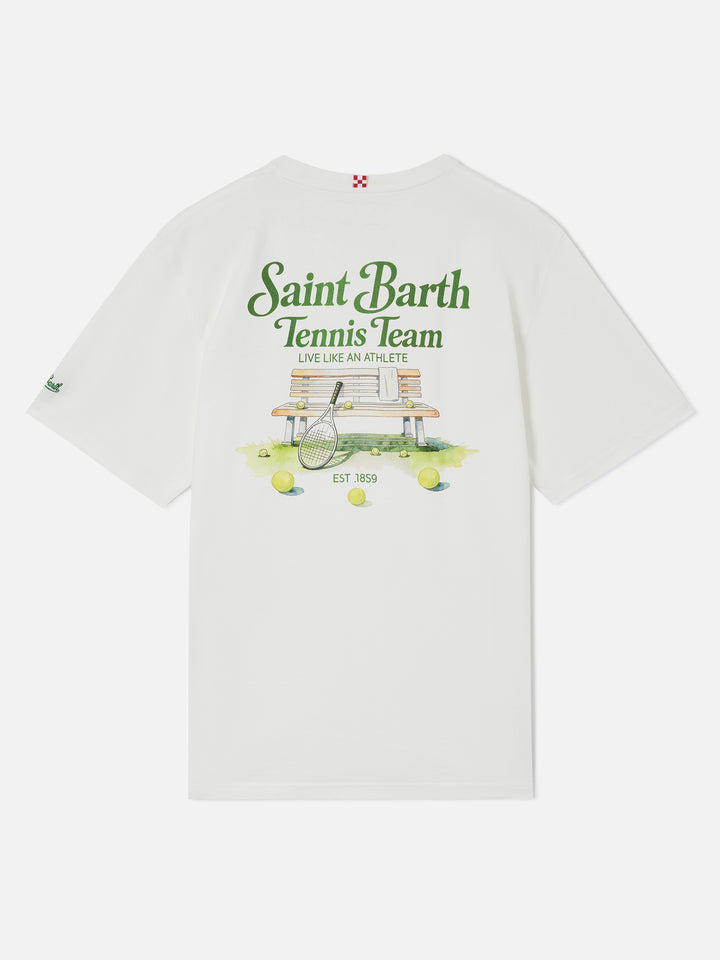 Off white Arnott organic cotton t-shirt with Tennis Team print