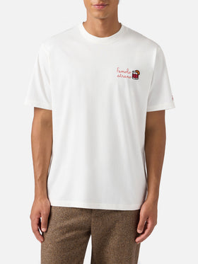 Arnott cotton T-shirt in white with Famolo Strano embroidery