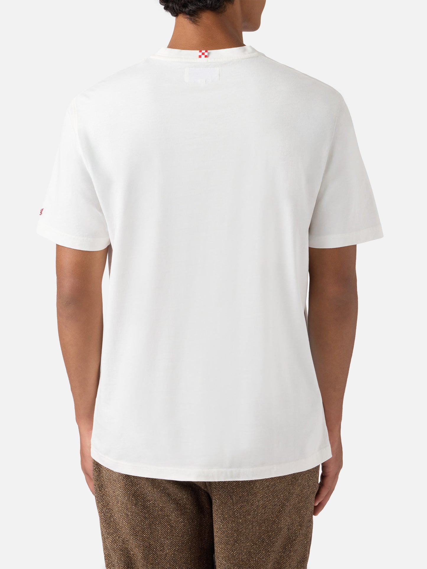 Arnott cotton T-shirt in white with Famolo Strano embroidery