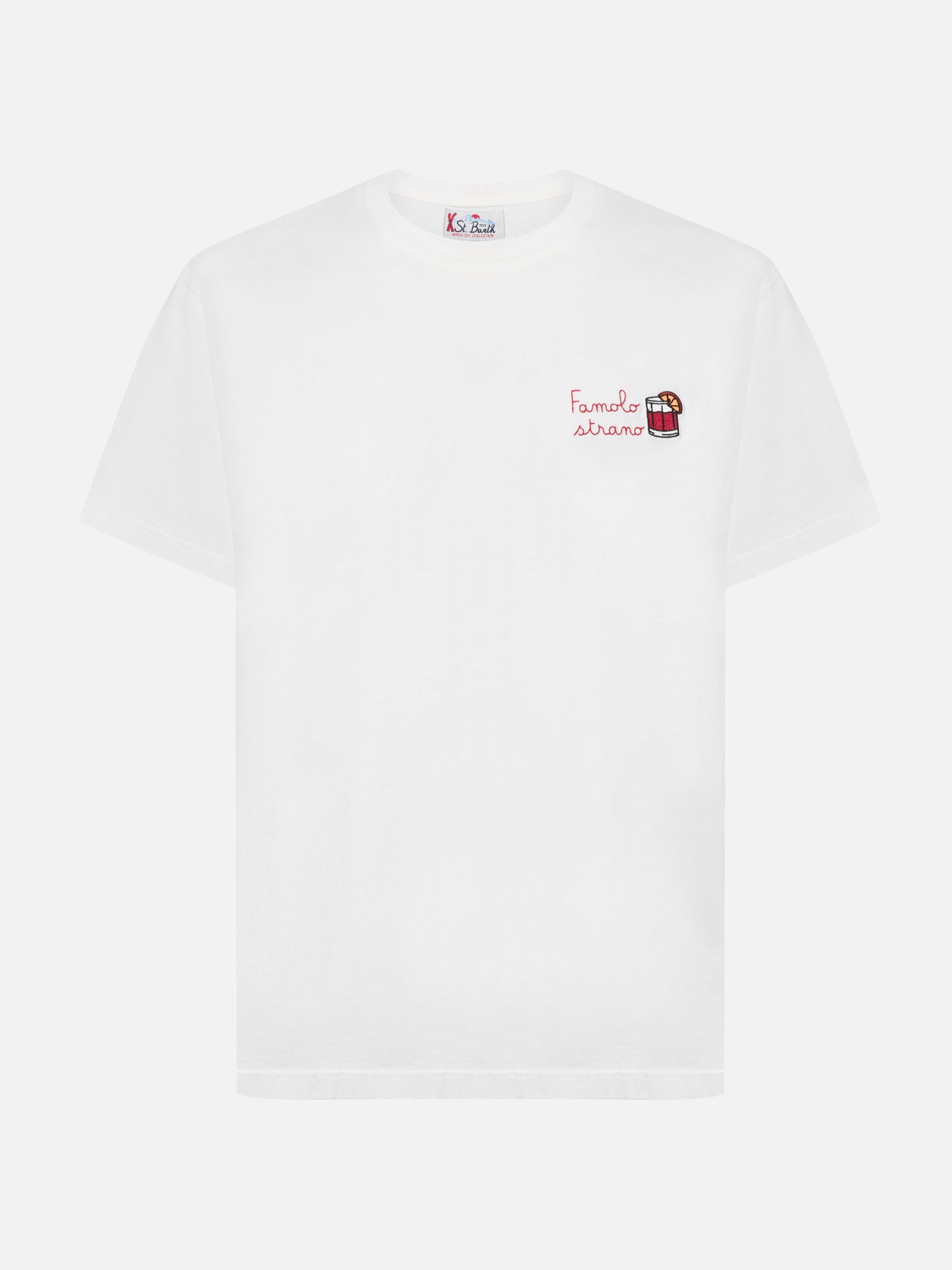 Arnott cotton T-shirt in white with Famolo Strano embroidery