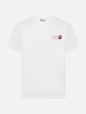 Arnott cotton T-shirt in white with Famolo Strano embroidery