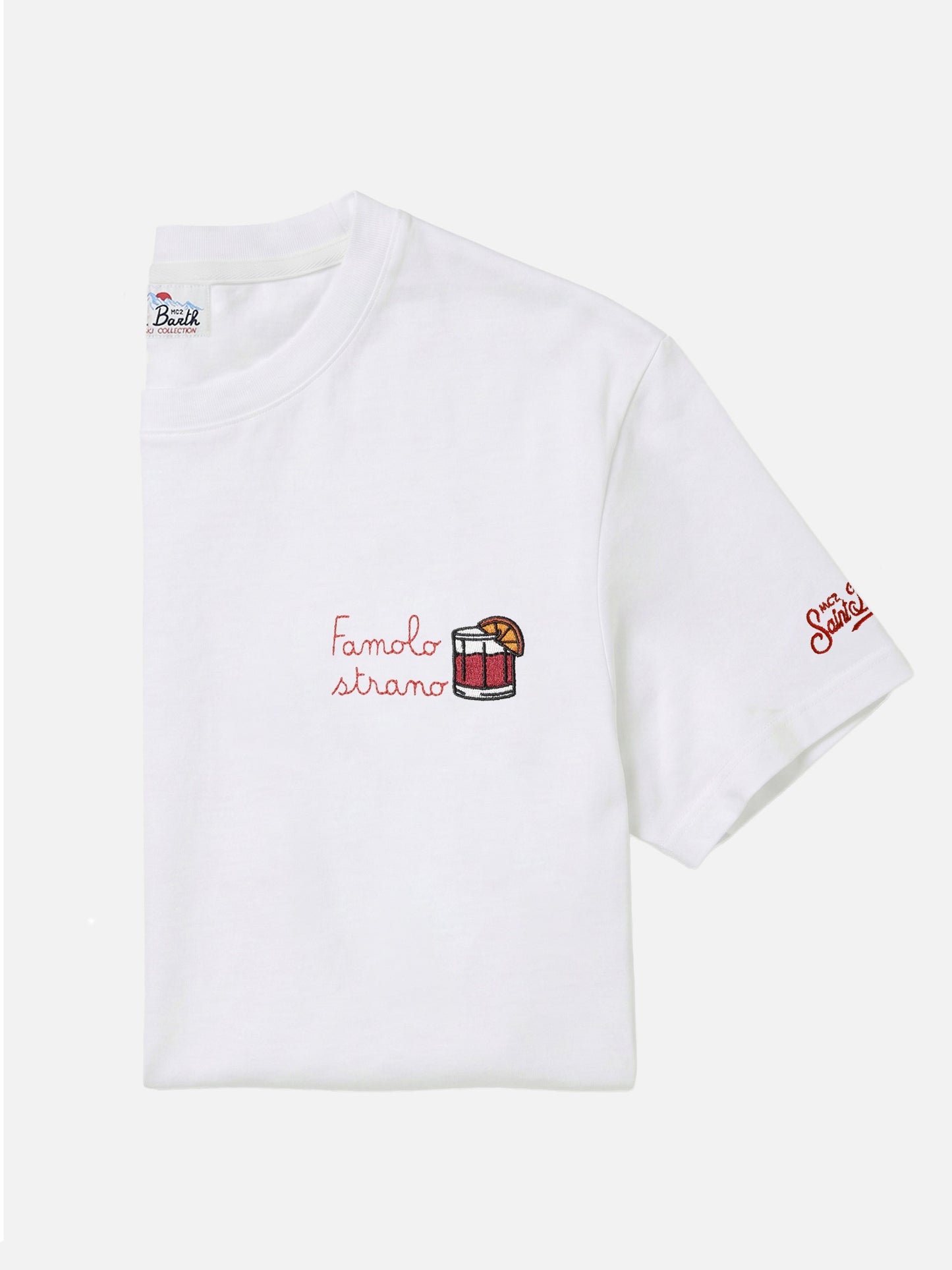 Camiseta Arnott de algodón en blanco con bordado Famolo Strano 