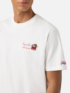 Arnott cotton T-shirt in white with Famolo Strano embroidery