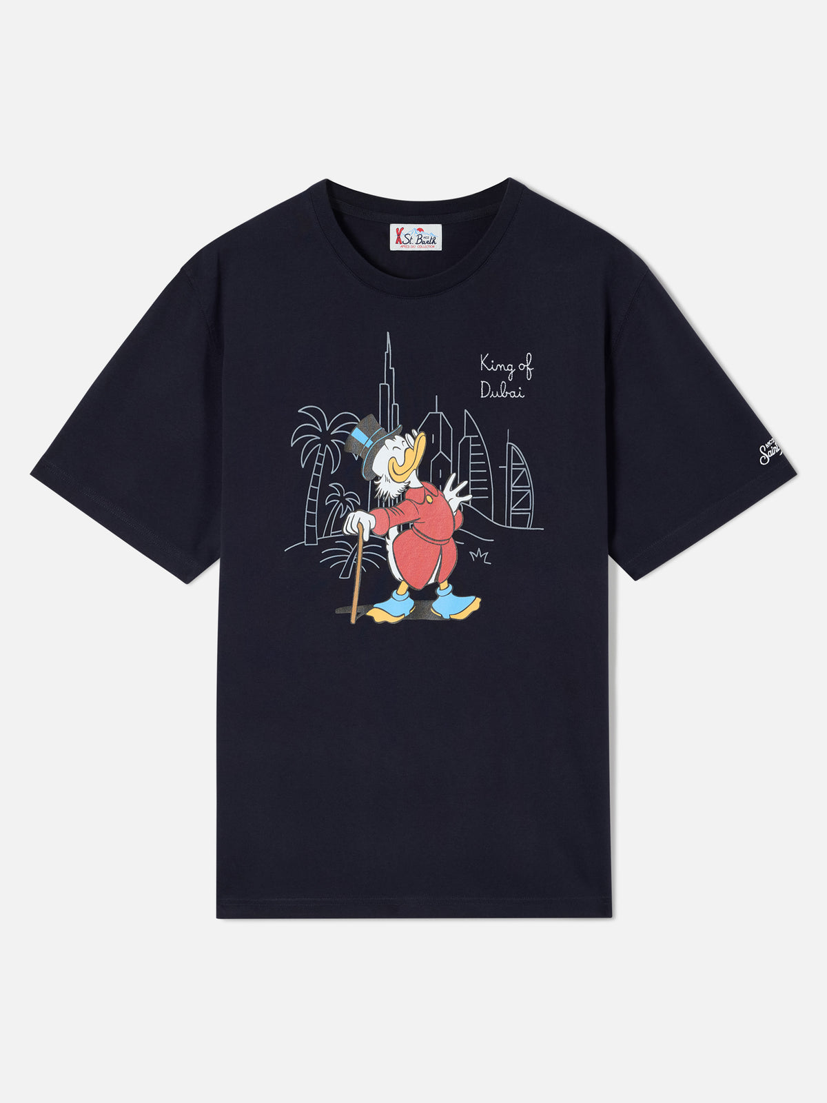 T-shirt Arnott blu navy in cotone organico con ricamo King Of Dubai | Special edition
