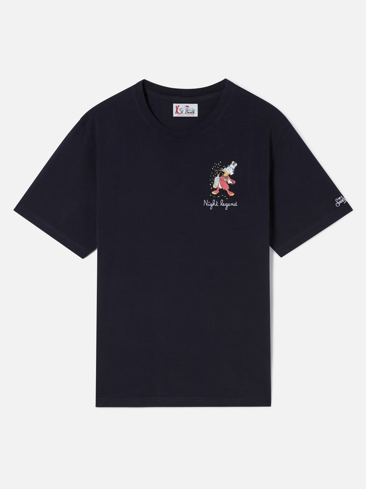 Navy blue Arnott organic cotton t-shirt with Night Pigiama embroidery | Special edition