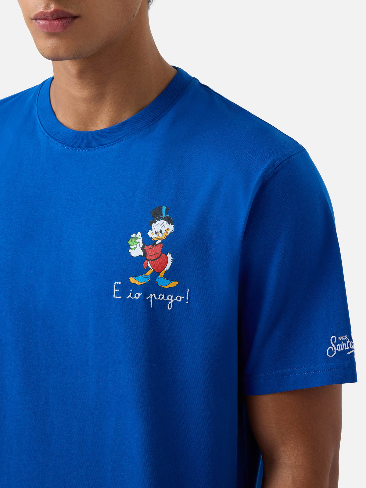T-shirt Arnott blu in cotone con ricamo E Chi Paga | Special edition