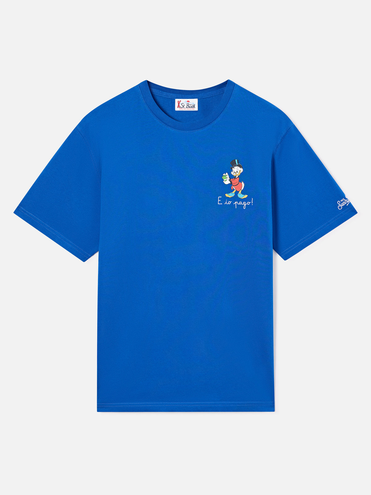 T-shirt en coton Blue Arnott avec broderie E Chi Paga | Special edition 