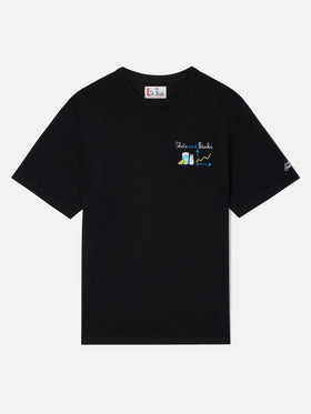 T-shirt Arnott nera con ricamo Shots and $tocks