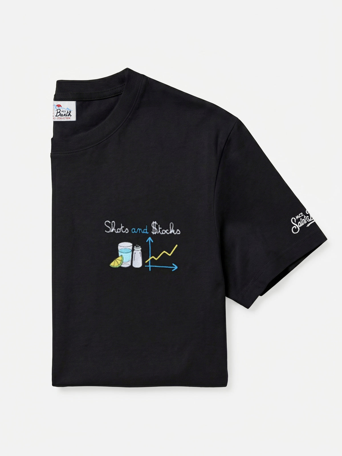 Camiseta Arnott en negro con bordado Shots and $tocks 