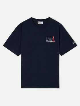 T-shirt Arnott blu navy in cotone con ricamo Ci Facciamo Una Pista