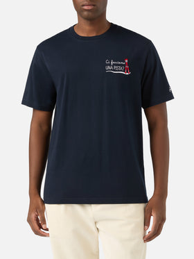 T-shirt Arnott blu navy in cotone con ricamo Ci Facciamo Una Pista