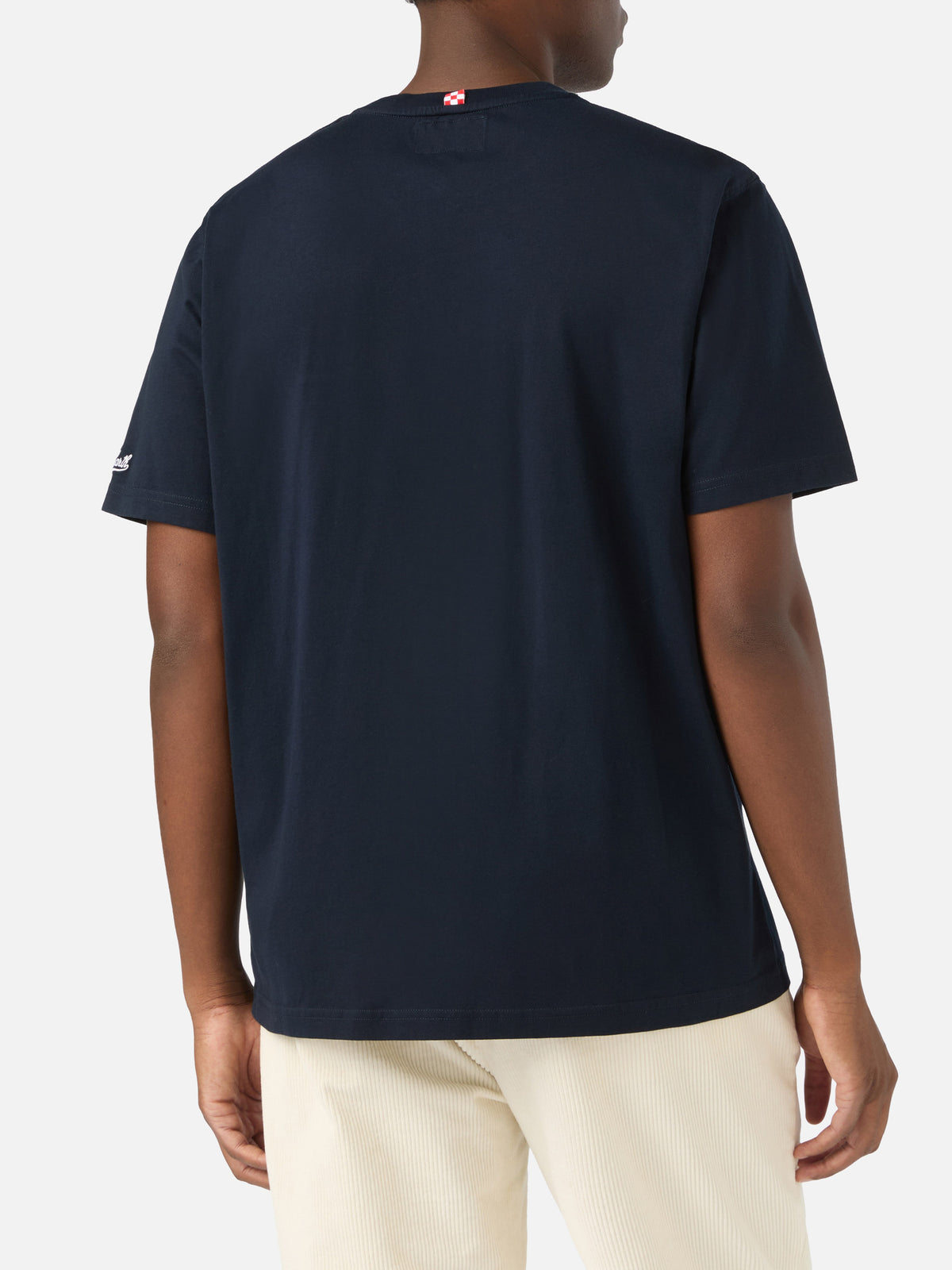 T-shirt Arnott blu navy in cotone con ricamo Ci Facciamo Una Pista