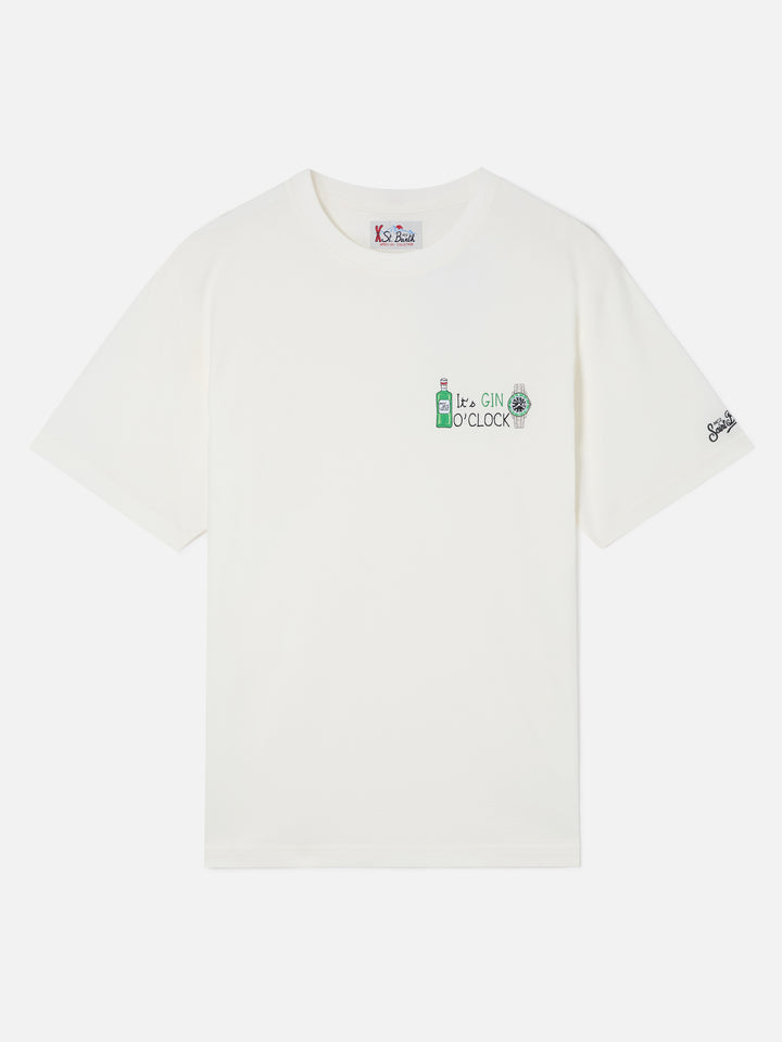 T-shirt en coton Off white Arnott avec broderie It's Gin O'Clock 