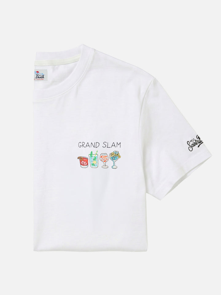 T-shirt Arnott off white in cotone con ricamo Grand Slam