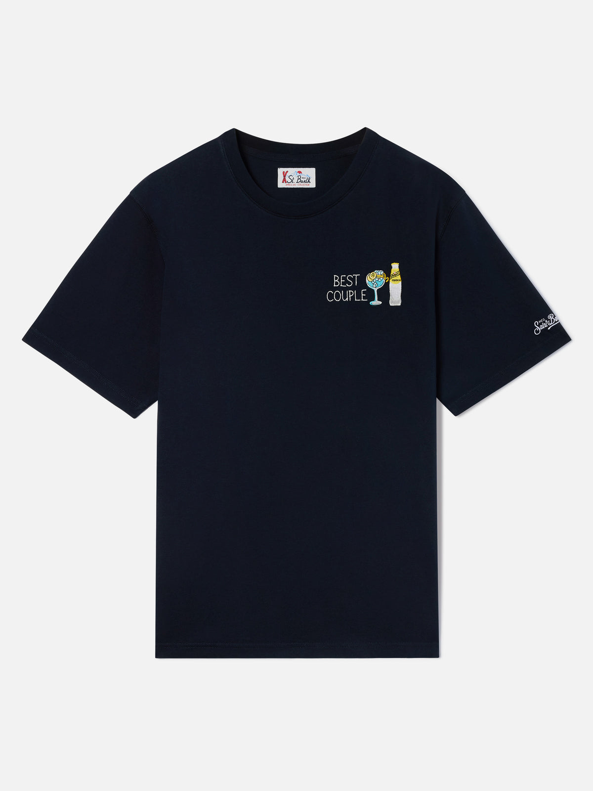 Camiseta de algodón blue Arnott en color navy con bordado I Only Need Gin | Special edition 