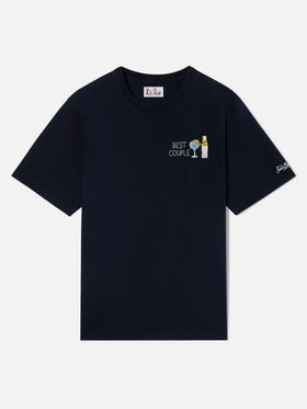 Camiseta de algodón blue Arnott en color navy con bordado I Only Need Gin | Special edition 