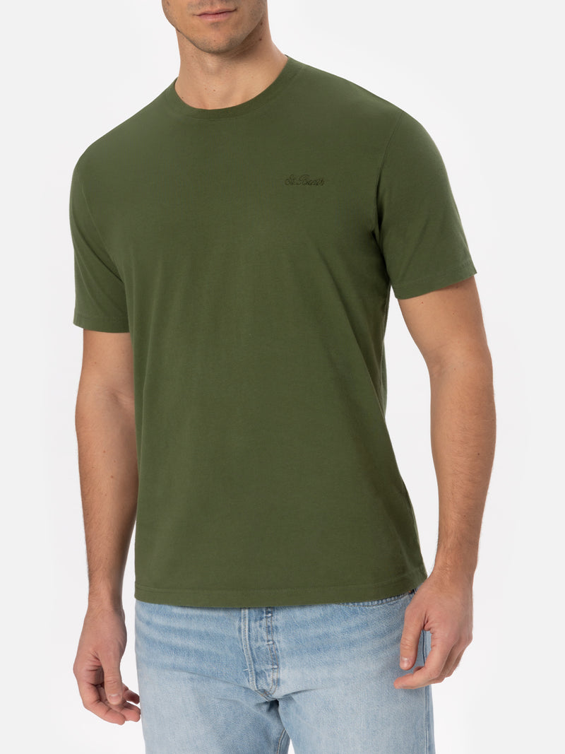 Militärgrünes Herren-T-Shirt Arnott mit St. Barth-Stickerei