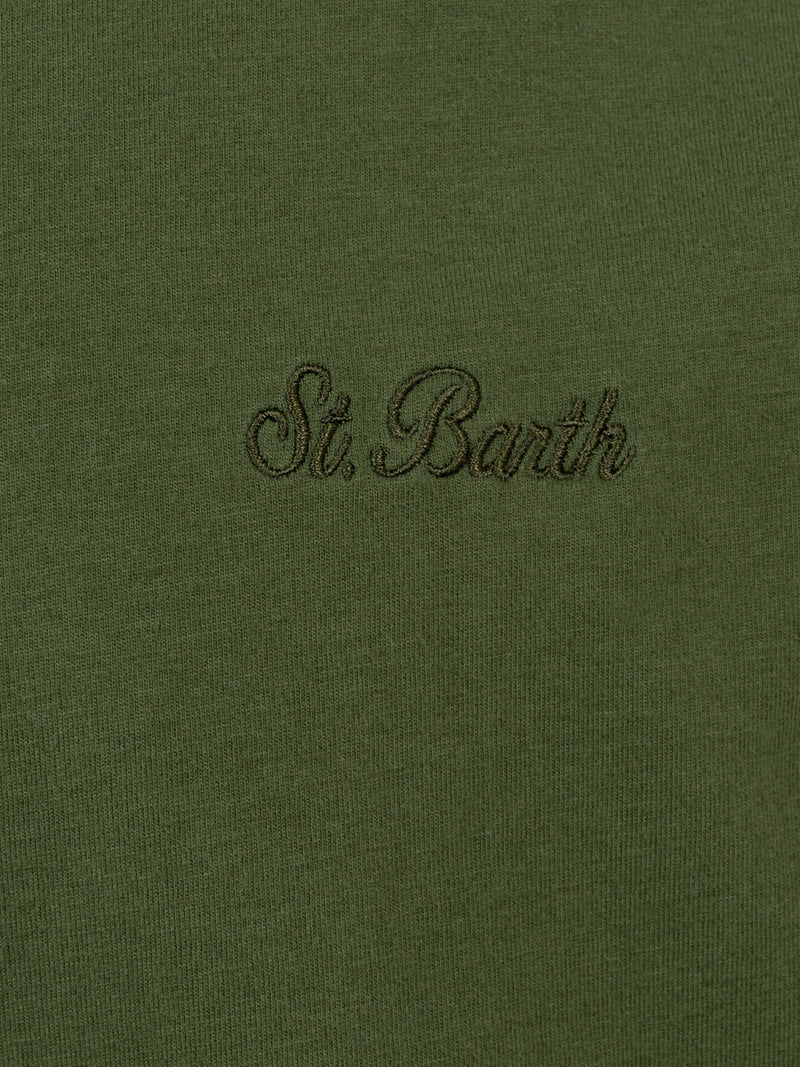 Man military green t-shirt Arnott with St. Barth embroidery