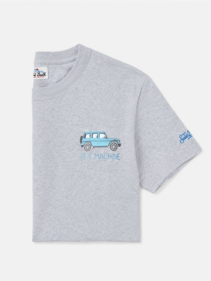 Herren-T-Shirt aus schwerer Baumwolle mit „Sex Machine“-Stickerei
