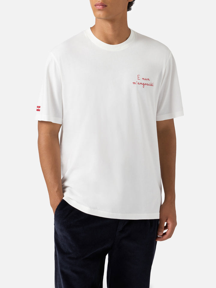 T-shirt Arnott Warm in cotone invernale bianco con ricamo E nun m'angoscià | VACANZE DI NATALE SPECIAL EDITION