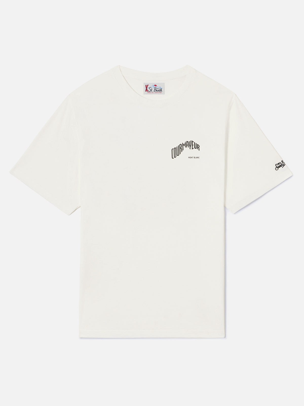 White Arnott Warm organic cotton t-shirt with back Courmayeur print | Special edition