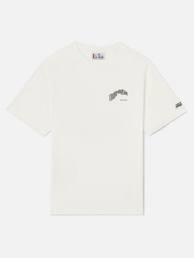 White Arnott Warm organic cotton t-shirt with back Courmayeur print | Special edition