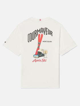 White Arnott Warm organic cotton t-shirt with back Courmayeur print | Special edition