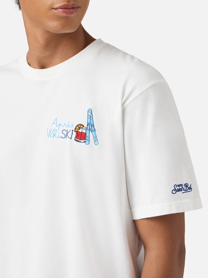 T-shirt Arnott Warm in cotone invernale bianco con ricamo Après Ski