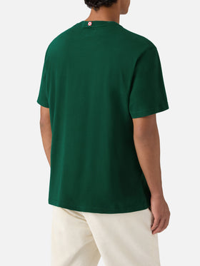 Arnott warm-touch cotton T-shirt in green with Rotolando verso valle embroidery