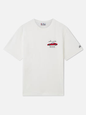 T-shirt girocollo Arnott bianca con ricamo Solo Piste Rosse