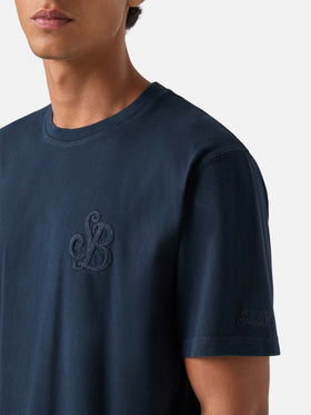 Navy blue Arnott cotton t-shirt with SB Legacy monogram