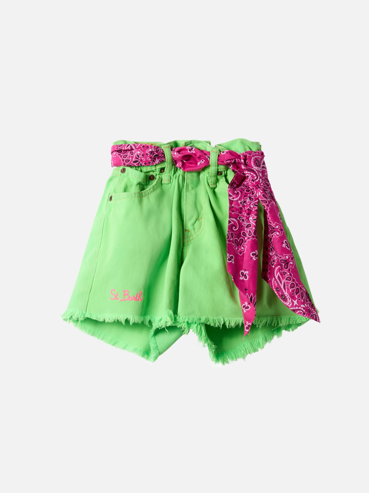 Shorts in denim riciclato Arizona Jr con ricami